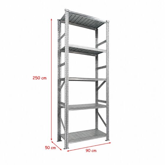 Metalsistem Dexion Γαλβανιζέ Ραφιέρα 90x50x250cm Αντοχή 155kg / Ράφι με 7 Ράφια
