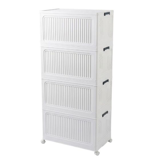 VESTA Πλαστική Ντουλάπα Αποθήκευσης 4όροφη 60x34x133cm 7.5kg με Ροδάκια Λευκό του Πάγου