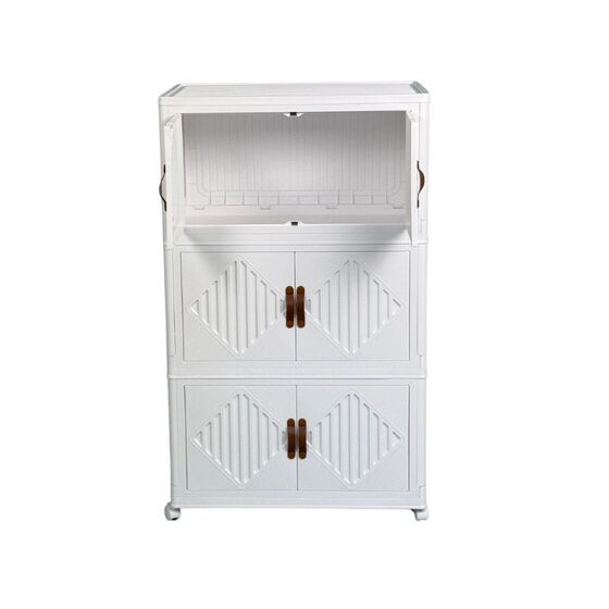 VESTA Πλαστική Ντουλάπα Αποθήκευσης 3όροφη 60x34x102cm 5.8kg με Ροδάκια - Λευκό του Πάγου