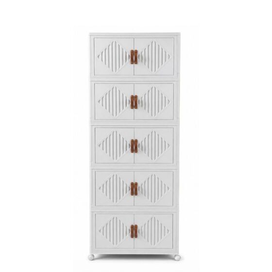 VESTA Πλαστική Ντουλάπα Αποθήκευσης 5όροφη 60x34x164cm 9.2 kg με Ροδάκια Λευκό του Πάγου