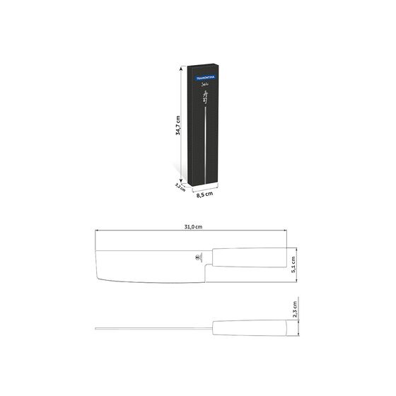 Tramontina Sushi 17.78cm (7") Μαχαίρι Nakiri Ανοξείδωτο με Σφυρήλατη Λεπίδα & Πλαστική Λαβή