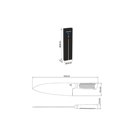 Tramontina Sushi Diamond 20.32cm (8") Μαχαίρι Deba Ανοξείδωτο με Σφυρήλατη Λεπίδα & Ανοξείδωτη Εργονομική Λαβή