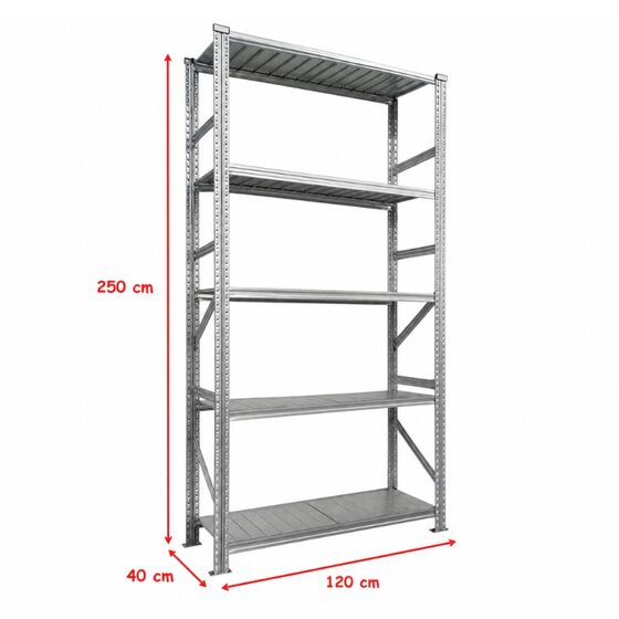 Metalsistem Dexion Γαλβανιζέ Ραφιέρα 120x40x250cm Αντοχή 180kg / Ράφι με 6 Ράφια