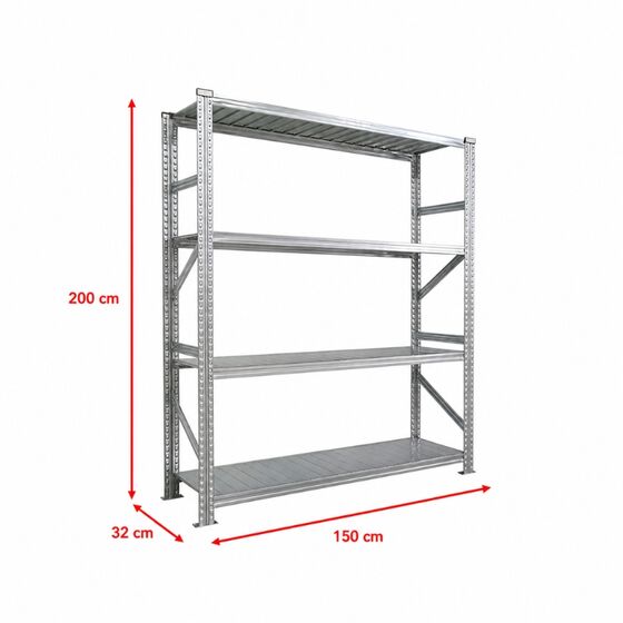Metalsistem Dexion Γαλβανιζέ Ραφιέρα 150x32x200cm Αντοχή 170kg / Ράφι με 4 Ράφια