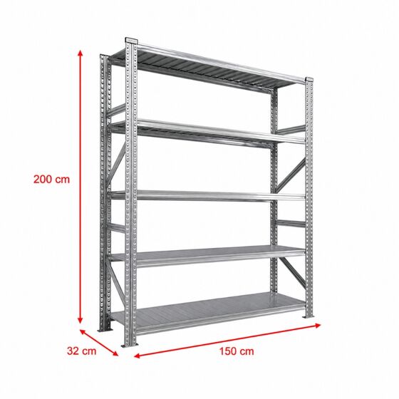 Metalsistem Dexion Γαλβανιζέ Ραφιέρα 150x32x200cm Αντοχή 170kg / Ράφι με 5 Ράφια
