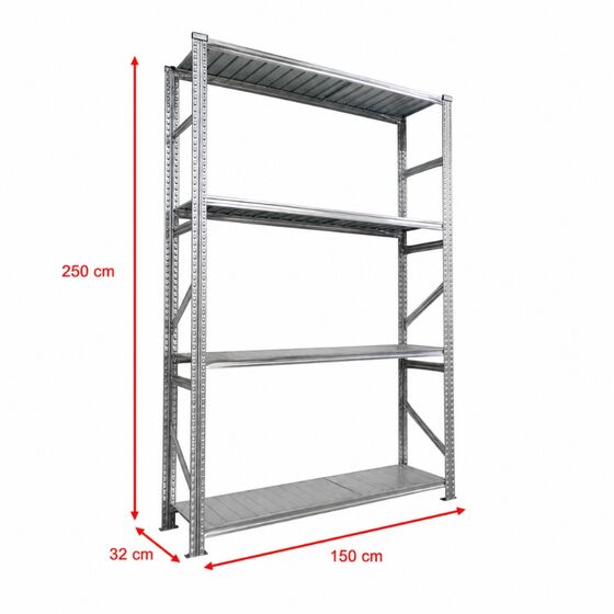 Metalsistem Dexion Γαλβανιζέ Ραφιέρα 150x32x250cm Αντοχή 170kg / Ράφι με 4 Ράφια