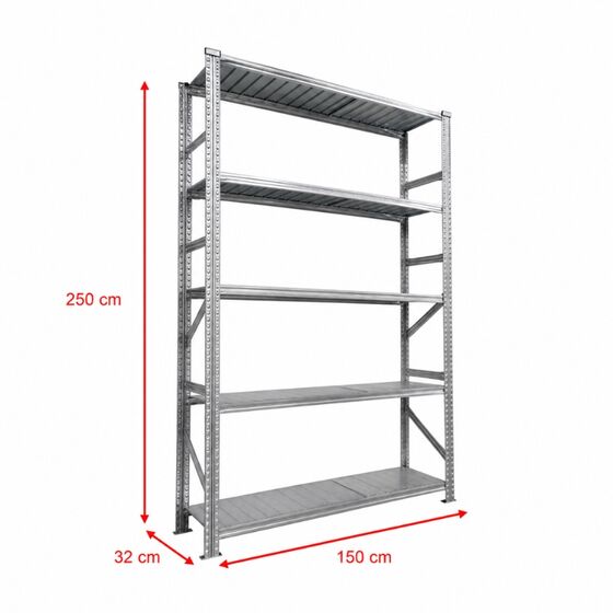 Metalsistem Dexion Γαλβανιζέ Ραφιέρα 150x32x250cm Αντοχή 170kg / Ράφι με 7 Ράφια
