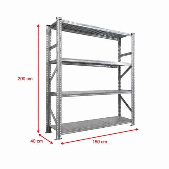 Metalsistem Dexion Γαλβανιζέ Ραφιέρα 150x40x200cm Αντοχή 160kg / Ράφι με 4 Ράφια