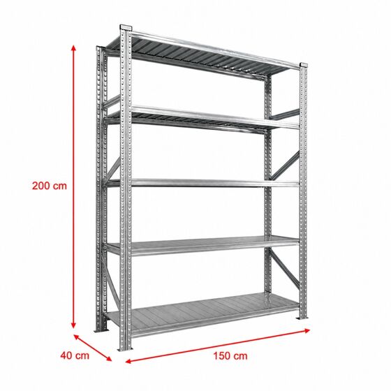 Metalsistem Dexion Γαλβανιζέ Ραφιέρα 150x40x200cm Αντοχή 160kg / Ράφι με 7 Ράφια