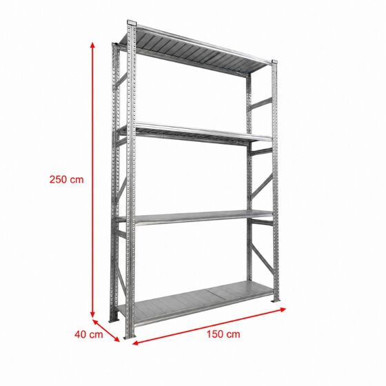 Metalsistem Dexion Γαλβανιζέ Ραφιέρα 150x40x250cm Αντοχή 160kg / Ράφι με 4 Ράφια