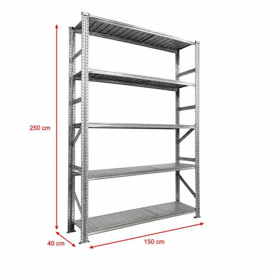 Metalsistem Dexion Γαλβανιζέ Ραφιέρα 150x40x250cm Αντοχή 160kg / Ράφι με 7 Ράφια