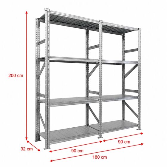 Metalsistem Dexion Γαλβανιζέ Ραφιέρα 180x32x200cm Αντοχή 195kg / Ράφι με 8 Ράφια Max Αντοχή 1560kg
