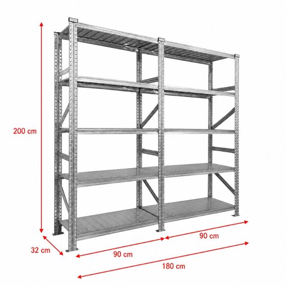 Metalsistem Dexion Γαλβανιζέ Ραφιέρα 180x32x200cm Αντοχή 195kg / Ράφι με 14 Ράφια Max Αντοχή 2730kg