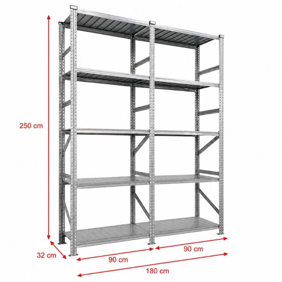 Metalsistem Dexion Γαλβανιζέ Ραφιέρα 180x32x250cm Αντοχή 195kg / Ράφι με 14 Ράφια Max Αντοχή 2730kg