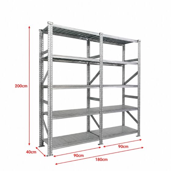 Metalsistem Dexion Γαλβανιζέ Ραφιέρα 180x40x200cm Αντοχή 180kg / Ράφι με 10 Ράφια Max Αντοχή 1800kg