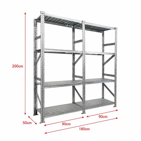Metalsistem Dexion Γαλβανιζέ Ραφιέρα 180x50x200cm Αντοχή 150kg / Ράφι με 8 Ράφια Max Αντοχή 1200kg
