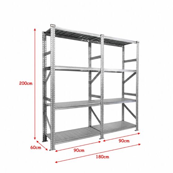 Metalsistem Dexion Γαλβανιζέ Ραφιέρα 180x60x200cm Αντοχή 130kg / Ράφι με 8 Ράφια Max Αντοχή 1040kg