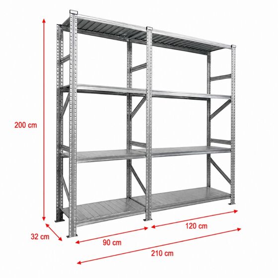 Metalsistem Dexion Γαλβανιζέ Ραφιέρα 210x32x200cm Αντοχή 160kg / Ράφι με 8 Ράφια Max Αντοχή 1280kg