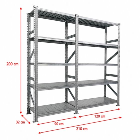 Metalsistem Dexion Γαλβανιζέ Ραφιέρα 210x32x200cm Αντοχή 160kg / Ράφι με 12 Ράφια Max Αντοχή 1920kg