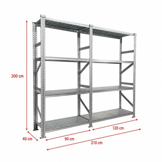 Metalsistem Dexion Γαλβανιζέ Ραφιέρα 210x40x200cm Αντοχή 150kg / Ράφι με 8 Ράφια Max Αντοχή 1200kg