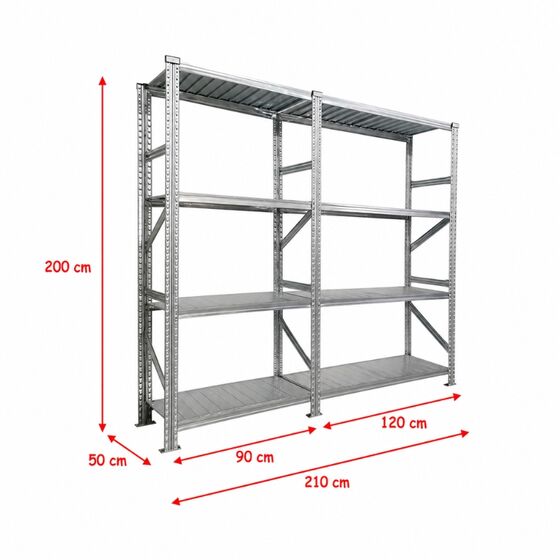 Metalsistem Dexion Γαλβανιζέ Ραφιέρα 210x50x200cm Αντοχή 130kg / Ράφι με 8 Ράφια Max Αντοχή 1040kg