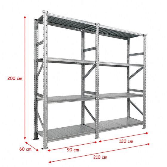 Metalsistem Dexion Γαλβανιζέ Ραφιέρα 210x60x200cm Αντοχή 130kg / Ράφι με 8 Ράφια Max Αντοχή 1040kg