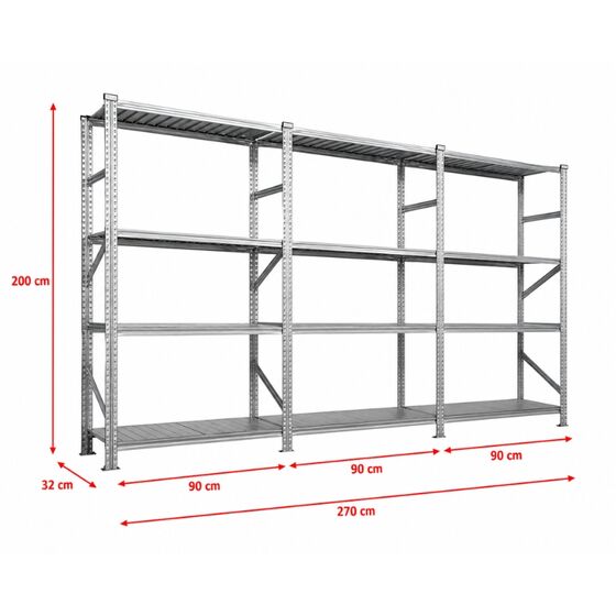 Metalsistem Dexion Γαλβανιζέ Ραφιέρα 270x32x200cm Αντοχή 195kg / Ράφι με 12 Ράφια Max Αντοχή 2340kg