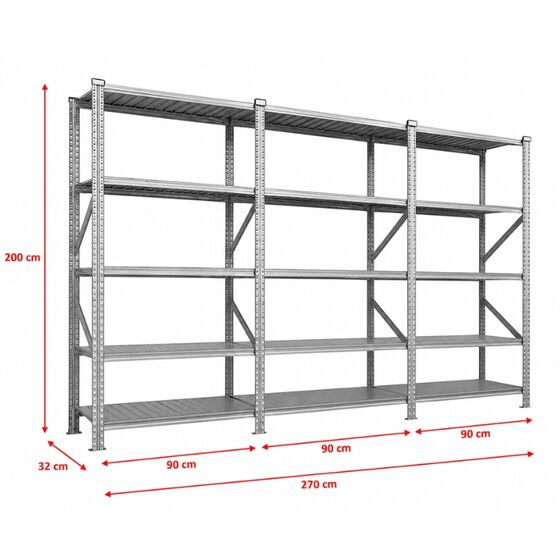 Metalsistem Dexion Γαλβανιζέ Ραφιέρα 270x32x200cm Αντοχή 195kg / Ράφι με 15 Ράφια Max Αντοχή 2925kg