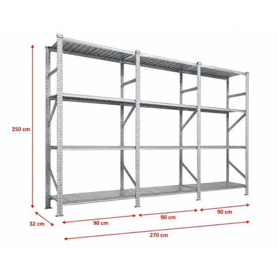 Metalsistem Dexion Γαλβανιζέ Ραφιέρα 270x32x250cm Αντοχή 195kg / Ράφι με 12 Ράφια Max Αντοχή 2340kg