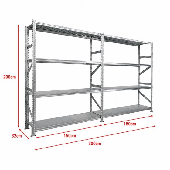 Metalsistem Dexion Γαλβανιζέ Ραφιέρα 300x32x200cm Αντοχή 170kg / Ράφι με 8 Ράφια Max Αντοχή 1360kg
