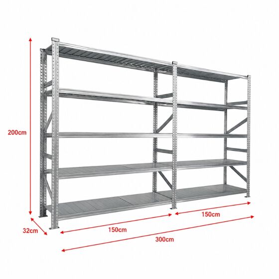 Metalsistem Dexion Γαλβανιζέ Ραφιέρα 300x32x200cm Αντοχή 170kg / Ράφι με 12 Ράφια Max Αντοχή 2040kg