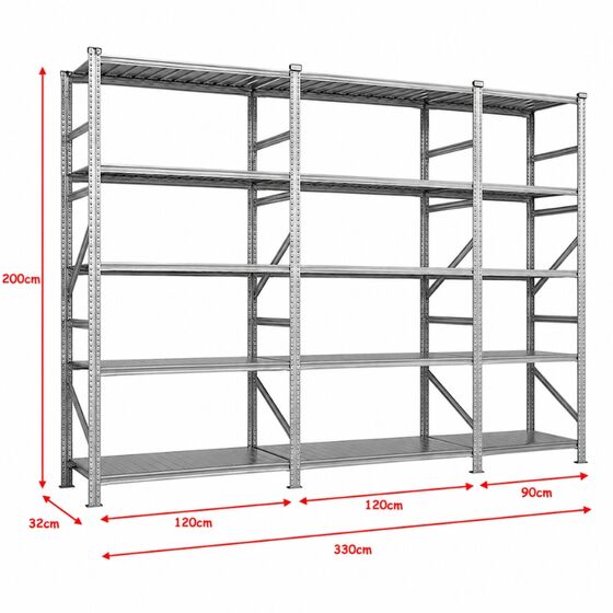 Metalsistem Dexion Γαλβανιζέ Ραφιέρα 330x32x200cm Αντοχή 160kg / Ράφι με 21 Ράφια Max Αντοχή 3360kg