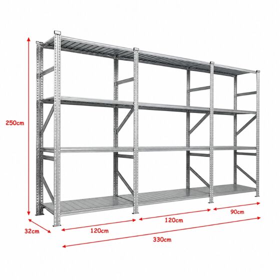 Metalsistem Dexion Γαλβανιζέ Ραφιέρα 330x32x250cm Αντοχή 160kg / Ράφι με 12 Ράφια Max Αντοχή 1920kg