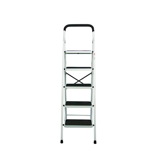 VESTA Σκαλοσκαμπό Μεταλλικό 48x92x158cm με 5 Σκαλιά MAX Αντοχή 150kg Βάρος 10.2kg PLUS Λευκό LY305