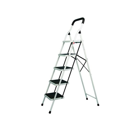 VESTA Σκαλοσκαμπό Μεταλλικό 48x92x158cm με 5 Σκαλιά MAX Αντοχή 150kg Βάρος 10.2kg PLUS Λευκό LY305
