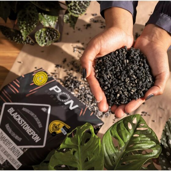 LECHUZA BLACKSTONEPON Υπόστρωμα Φύτευσης 12lt με Λίπασμα σε Μαύρο Χρώμα για Φυτά Εσωτερικού Χώρου  για Γλάστρες Lechuza