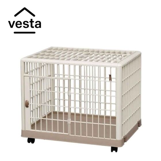 VESTA Κλουβί Περιορισμού και Περίφραξης Κατοικιδίου 81x55.5x62.5cm Πλαστικό ABS με Ρόδες 10.5kg PetCage Medium/Large Μπεζ