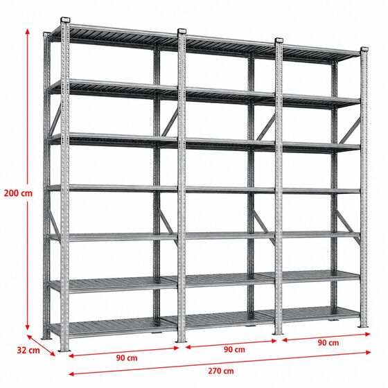 Metalsistem Dexion Γαλβανιζέ Ραφιέρα 270x32x200cm Αντοχή 195kg / Ράφι με 21 Ράφια Max Αντοχή 4095kg