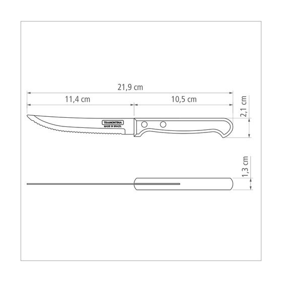 TRAMONTINA Polywood Μαχαίρι Φρούτων & Κρέατος Inox 12.7cm με Ξύλινη Λαβή