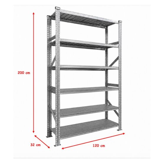 Metalsistem Dexion Γαλβανιζέ Ραφιέρα 120x32x200cm Αντοχή 160kg / Ράφι με 6 Ράφια