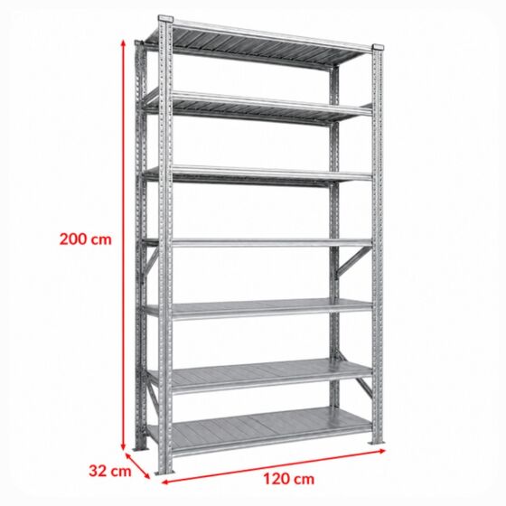 Metalsistem Dexion Γαλβανιζέ Ραφιέρα 120x32x200cm Αντοχή 160kg / Ράφι με 7 Ράφια
