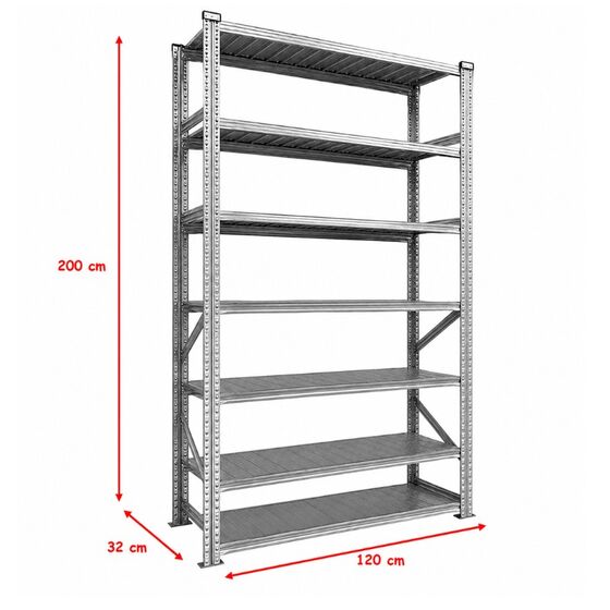 Metalsistem Dexion Γαλβανιζέ Ραφιέρα 120x32x200cm Αντοχή 160kg / Ράφι με 7 Ράφια
