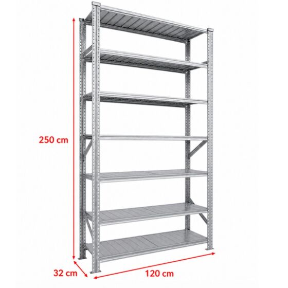 Metalsistem Dexion Γαλβανιζέ Ραφιέρα 120x32x250cm Αντοχή 180kg / Ράφι με 7 Ράφια