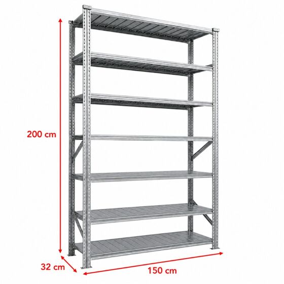 Metalsistem Dexion Γαλβανιζέ Ραφιέρα 150x32x200cm Αντοχή 170kg / Ράφι με 7 Ράφια