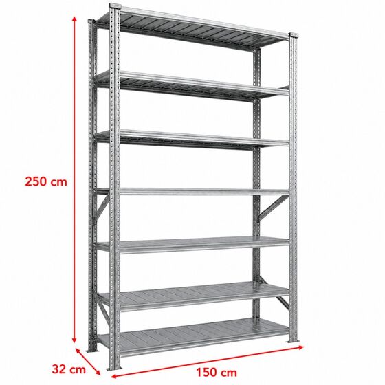 Metalsistem Dexion Γαλβανιζέ Ραφιέρα 150x32x250cm Αντοχή 170kg / Ράφι με 7 Ράφια