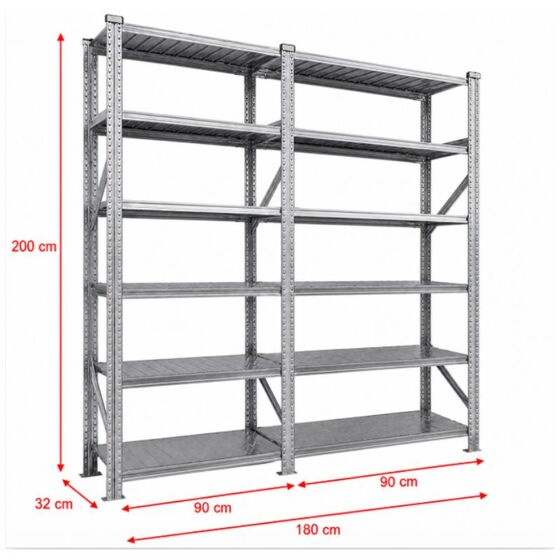 Metalsistem Dexion Γαλβανιζέ Ραφιέρα 180x32x200cm Αντοχή 195kg / Ράφι με 12 Ράφια Max Αντοχή 2340kg