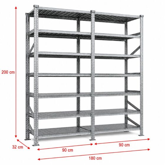Metalsistem Dexion Γαλβανιζέ Ραφιέρα 180x32x200cm Αντοχή 195kg / Ράφι με 14 Ράφια Max Αντοχή 2730kg