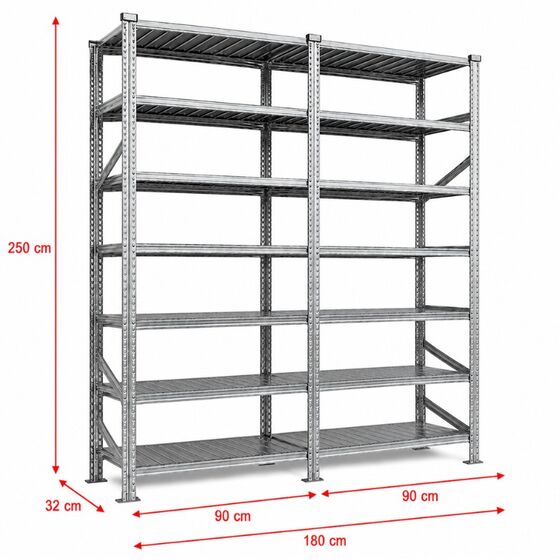 Metalsistem Dexion Γαλβανιζέ Ραφιέρα 180x32x250cm Αντοχή 195kg / Ράφι με 14 Ράφια Max Αντοχή 2730kg
