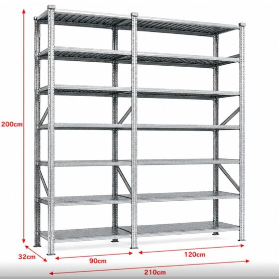 Metalsistem Dexion Γαλβανιζέ Ραφιέρα 210x32x200cm Αντοχή 160kg / Ράφι με 14 Ράφια Max Αντοχή 2240kg