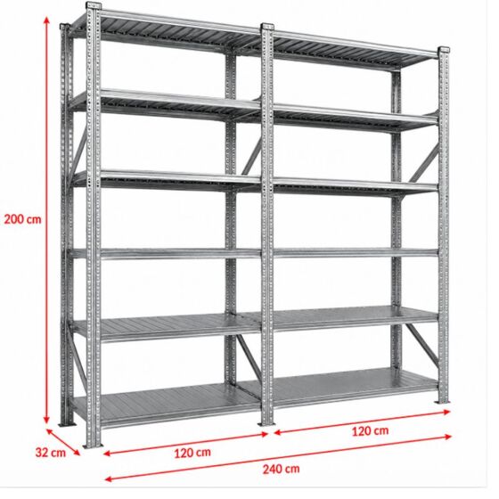 Metalsistem Dexion Γαλβανιζέ Ραφιέρα 240x32x200cm Αντοχή 160kg / Ράφι με 12 Ράφια Max Αντοχή 1920kg